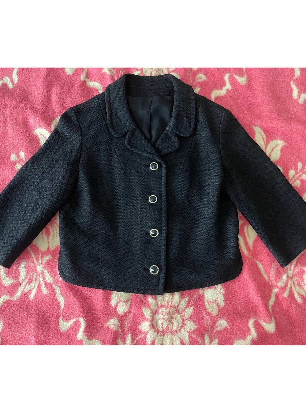 Vintage Black 60s Cropped Cocktail jacket Union Made button front